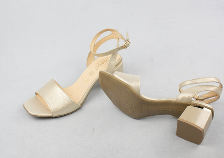 Bioeco 3942 1097 | 6.5cm Block Heel Leather Sandals in Gold