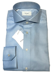 Eton | Slim Fit Blue Shirt with Fabric Detailing | 100013146 23