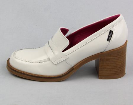 Marco Moreo Block Heel White M672 JNMI