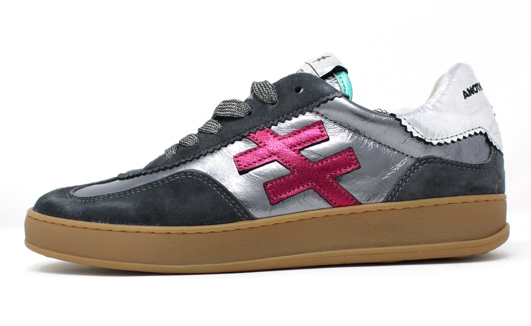 Another Trend | Antracite Grey Two Tone Trainers with Pink Contrast | A0328016