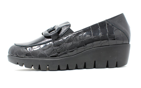 Wonders Black Wedge Shoes C33330