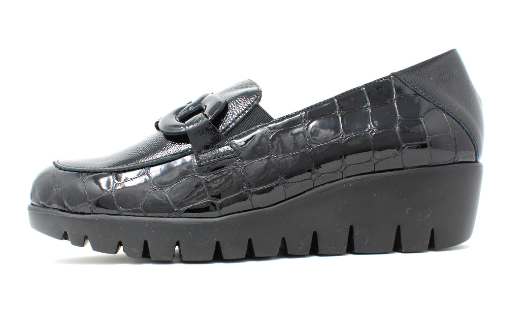Wonders Black Wedge Shoes C33330