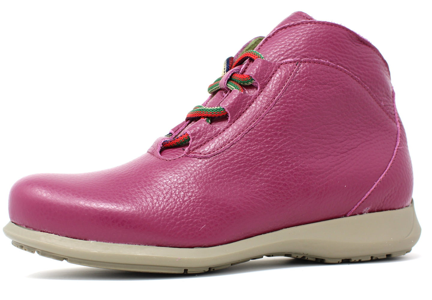 Jose Saenz | Rural Leather Walking Boots in Melanzana with Multi Coloured Lace | 2082
