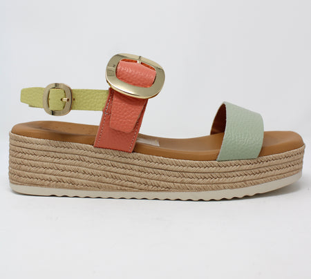 Oh My Sandals Coral &amp; Green 6024