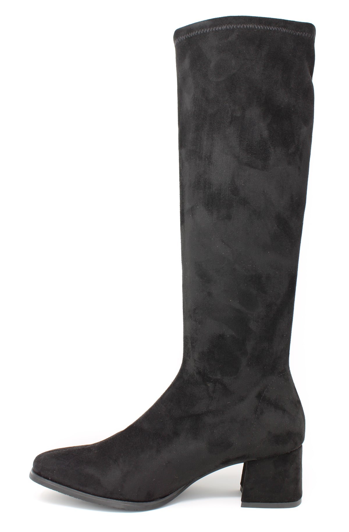 Miss Elastic Black Suede Slip On Boots 75310 05