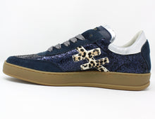 Load image into Gallery viewer, Another Trend Navy Blue Leopard Trainers A034 8727