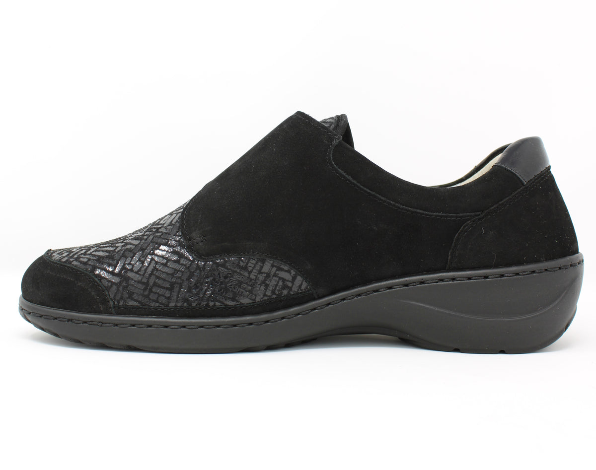Waldlaufer Black Suede K Fit Velcro Shoe Kya 607K31 308 001