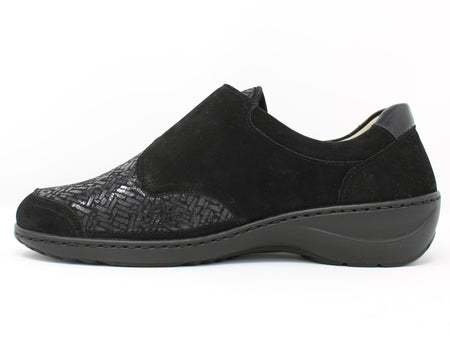 Waldlaufer Black Suede K Fit Velcro Shoe Kya 607K31 308 001
