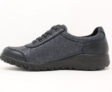 Load image into Gallery viewer, Waldläufer Lace Zip Low Wedge Shoe Navy H89001 228 194
