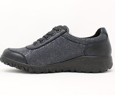 Waldläufer Lace Zip Low Wedge Shoe Navy H89001 228 194