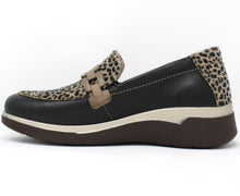 Load image into Gallery viewer, Suave Black Leopard Slip On Shoe Alderney 6101-81