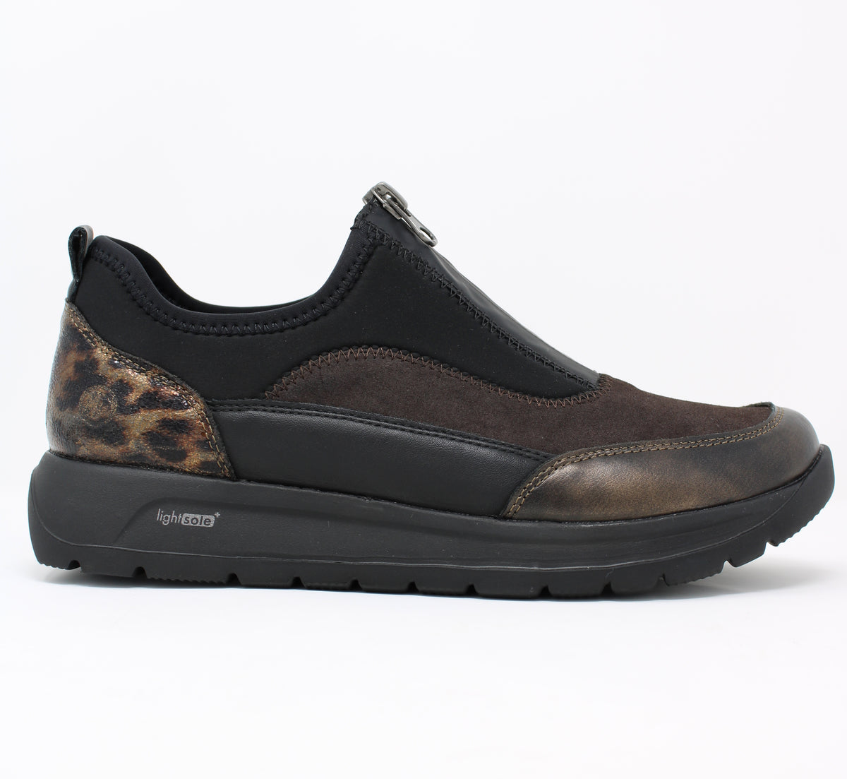 Remonte Black Bronze Front Zip Shoe D2V01