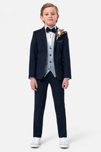 Load image into Gallery viewer, Benetti Navy Boys Suit with Contrast Check Waistcoat Antoine