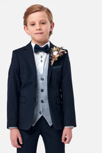 Load image into Gallery viewer, Benetti Navy Boys Suit with Contrast Check Waistcoat Antoine