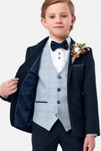 Load image into Gallery viewer, Benetti Navy Boys Suit with Contrast Check Waistcoat Antoine