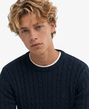 Load image into Gallery viewer, Superdry Navy Cable Crew M6110707E 98t