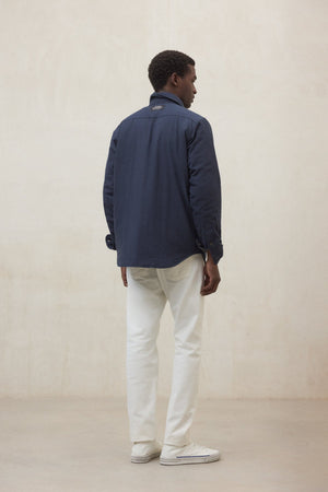 Ecoalf | Warm Lined Overshirt in Deep Navy with Logo on Shoulders | Julio