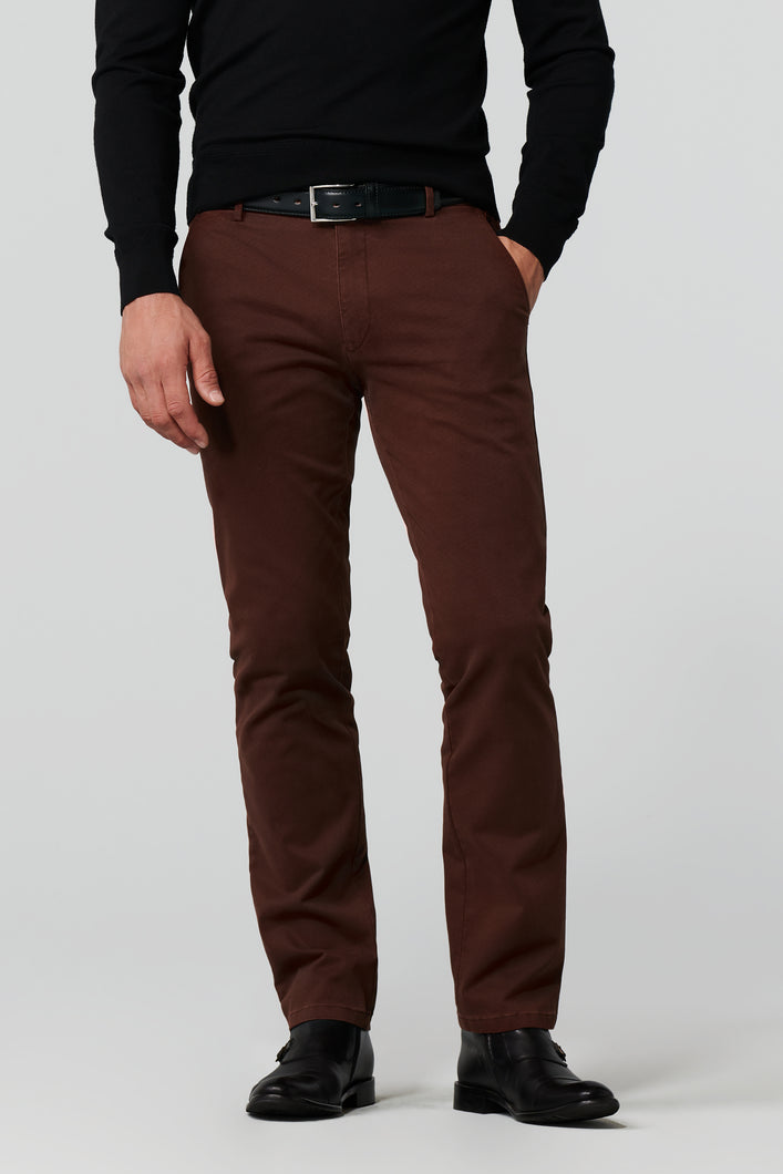 Meyer 5603 48 | Bonn Tapered Fit Printed Detail Chinos in Rust