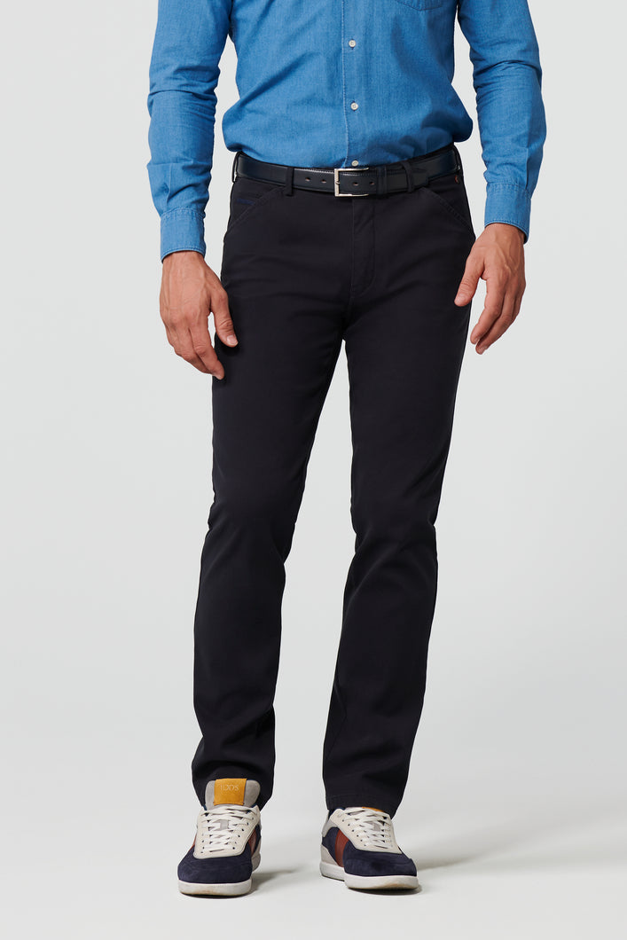 Meyer 5605 19 | Chicago Regular Fit Structure Fabric Chinos in Navy