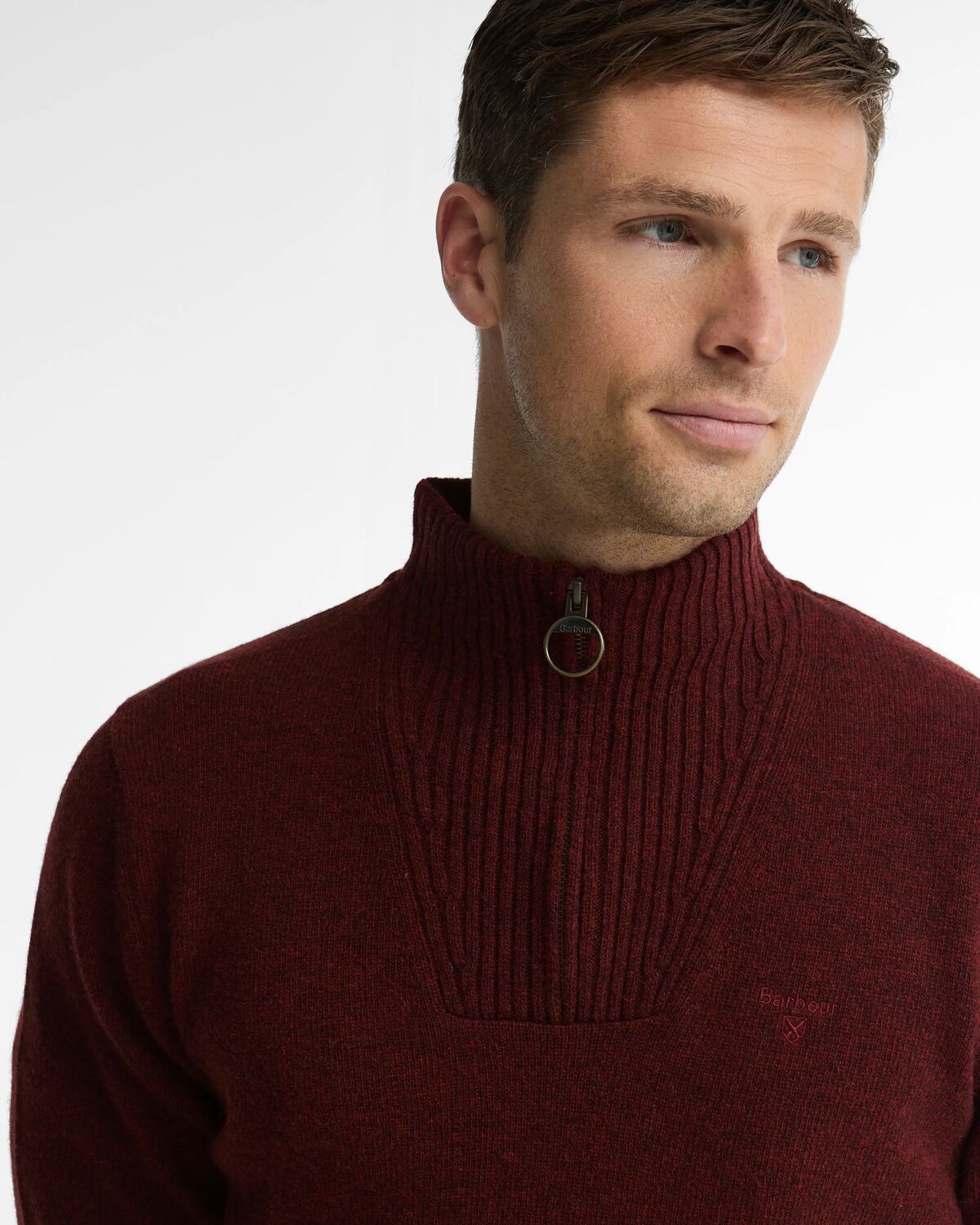 Barbour Plum Red Lambswool Zip Jumper mkn0339 BR57
