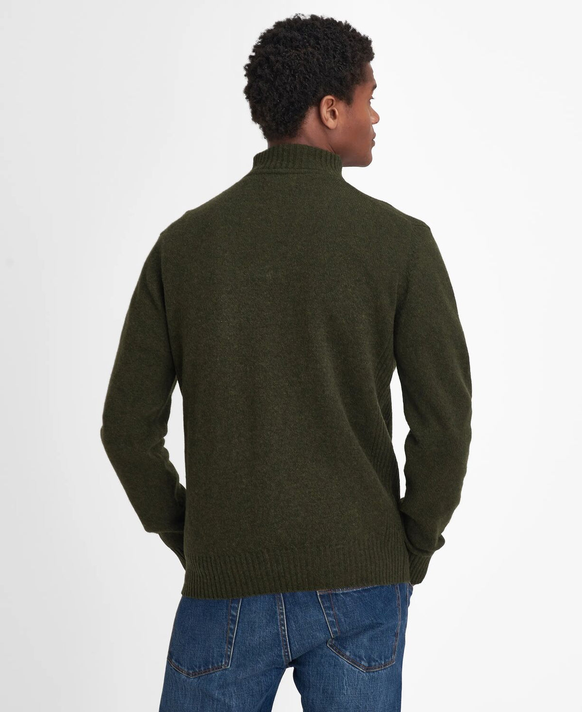 Barbour Green Lambswool Zip Jumper mkn0339 gn73