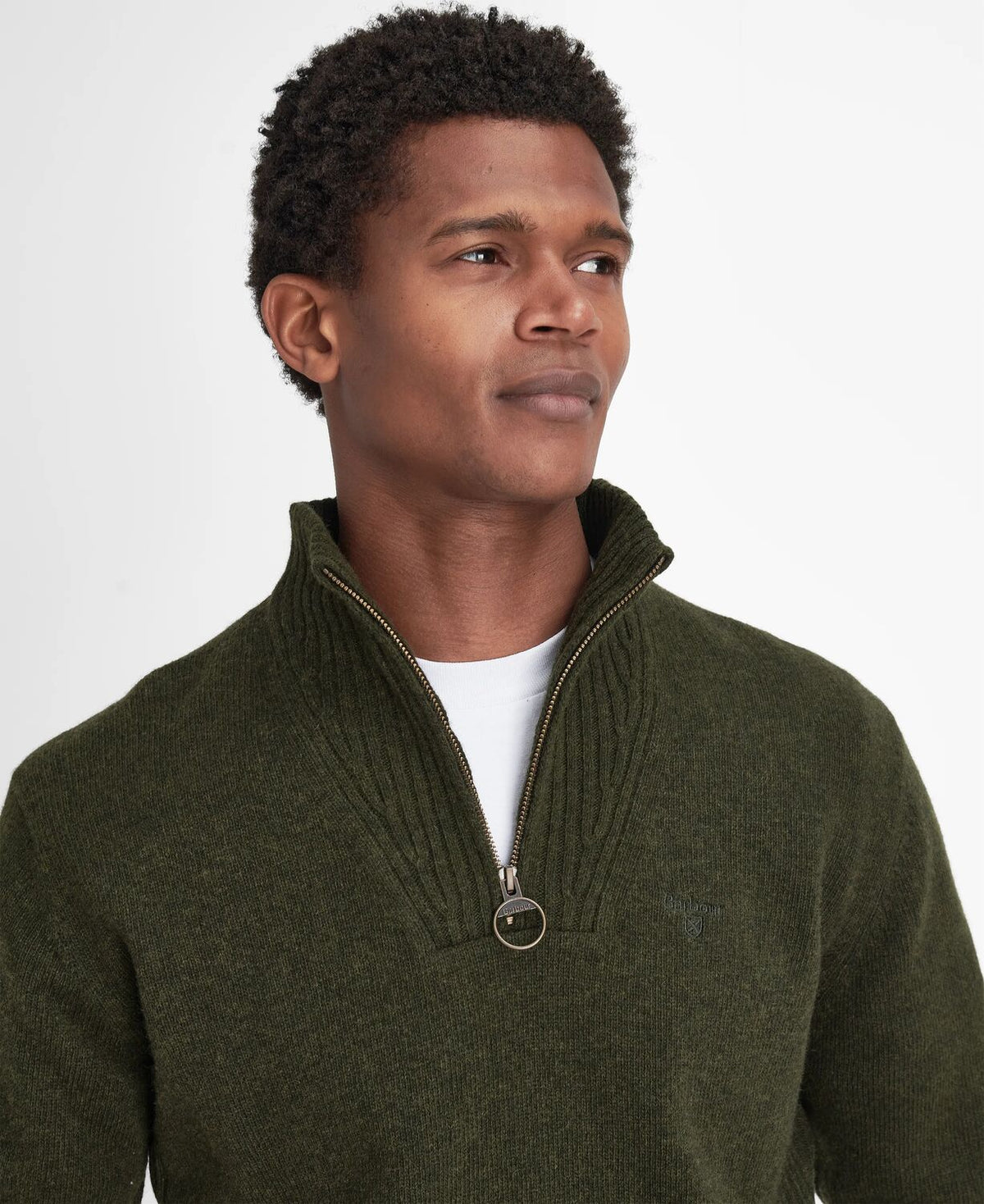 Barbour Green Lambswool Zip Jumper mkn0339 gn73