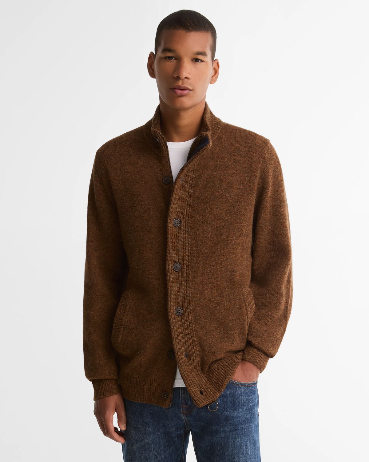 Barbour Lambswool Cardigan Bracken Rust MKN0731 or51