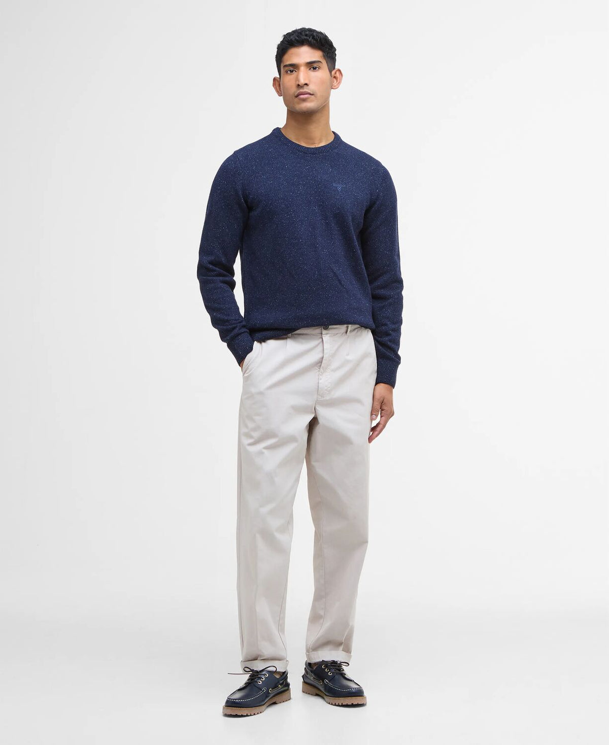 Barbour Tisbury Deep Blue Fleck Crew Knit mkn0844 bl91