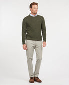 Barbour Tisbury Seaweed Green Fleck Crew Knit mkn0844 GN79