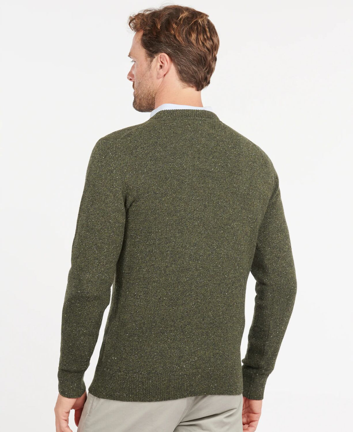 Barbour Tisbury Seaweed Green Fleck Crew Knit mkn0844 GN79