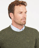 Barbour Tisbury Seaweed Green Fleck Crew Knit mkn0844 GN79