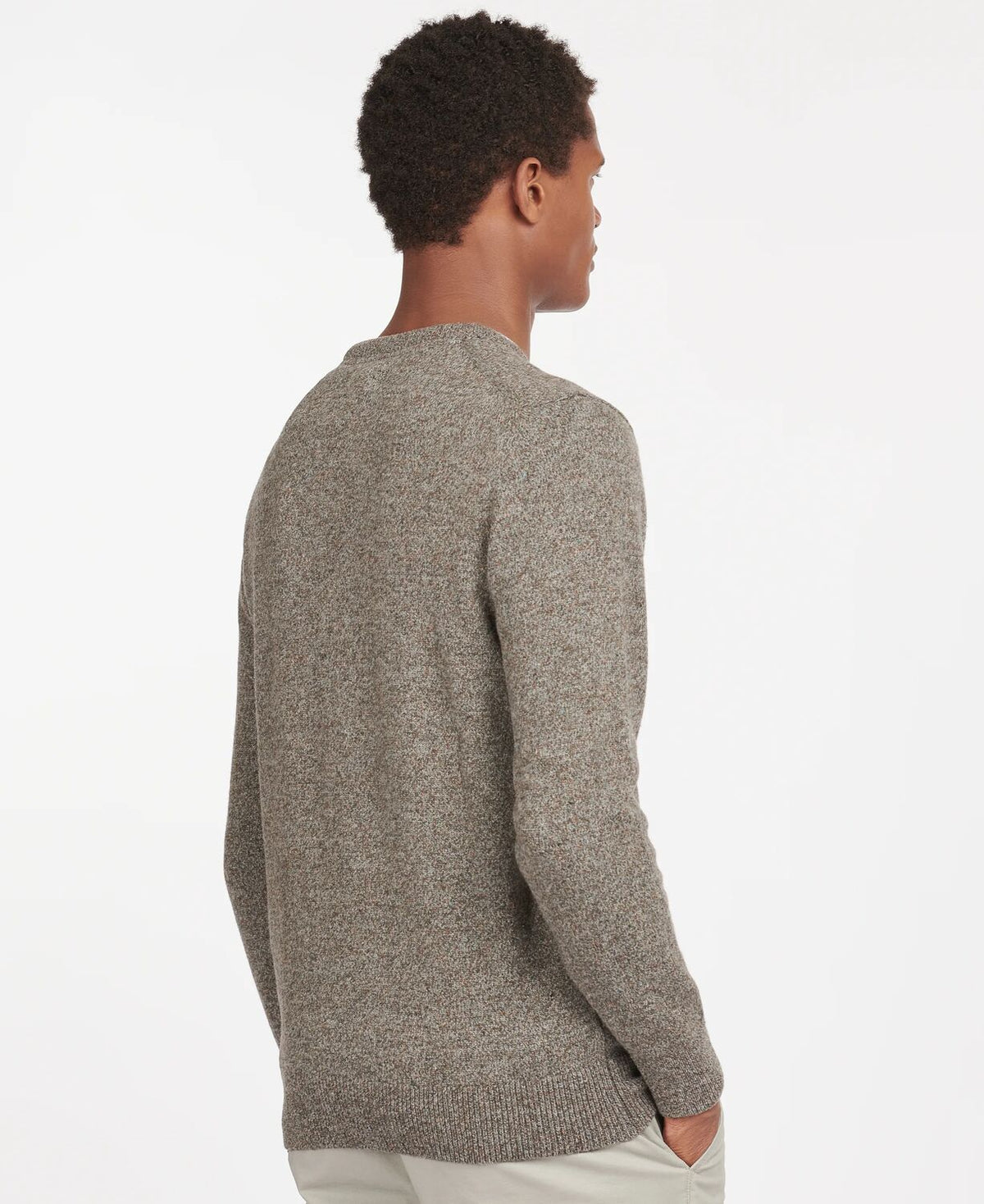 Barbour Tisbury Fog Grey Fleck Crew Knit mkn0844 gy78