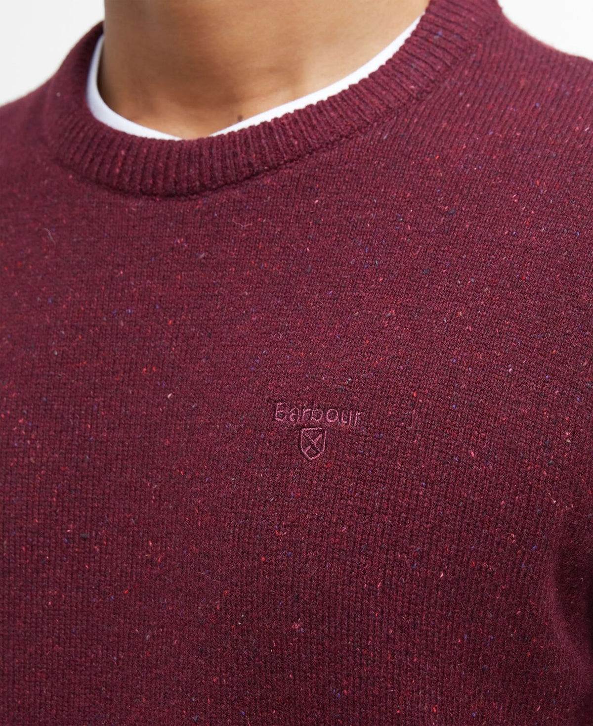 Barbour Tisbury Wine Red Fleck Crew Knit mkn0844 re56