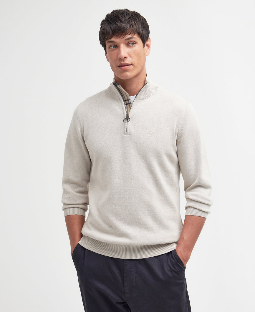 Barbour Half Zip Knit in Ecru MKN1074 be12