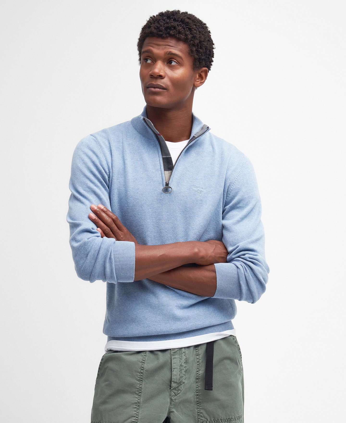 Barbour Zip Knit Sky Blue MKN1074 bl14