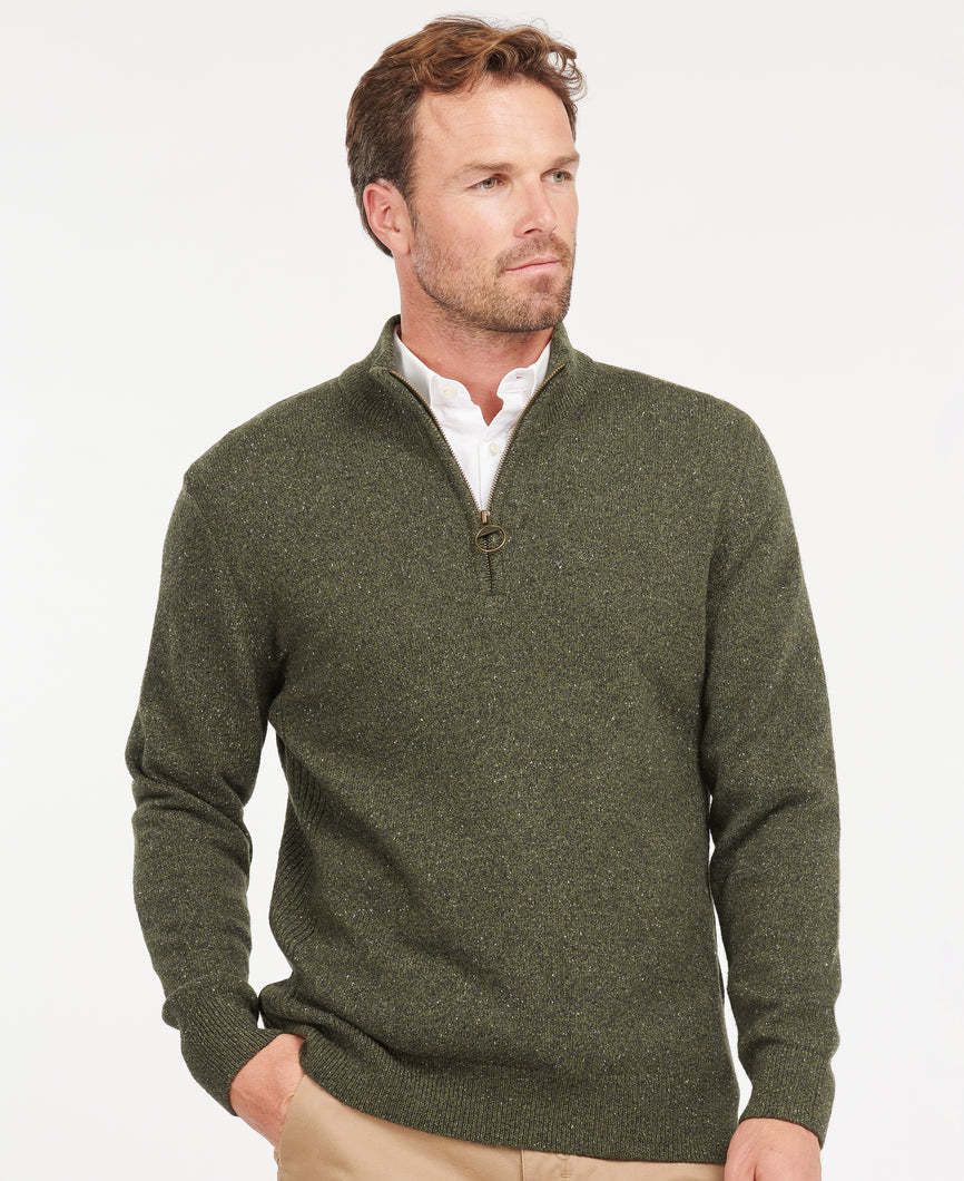 Barbour | Tisbury 1/2 Zip Wool Knit in Seaweed Green Fleck | mkn1187 gn79