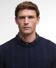 Load image into Gallery viewer, Barbour Lowfen Crew Cable Knit Navy MKN1679 ny91