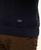 Barbour Lowfen Crew Cable Knit Navy MKN1679 ny91