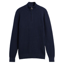 Load image into Gallery viewer, Barbour | Herringbone Knitted Cotton Wool Blend 1/2 Zip Jumper in Navy | MKN1747 ny91