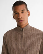 Barbour Stone Beige Herringbone Zip Jumper MKN1747 st51