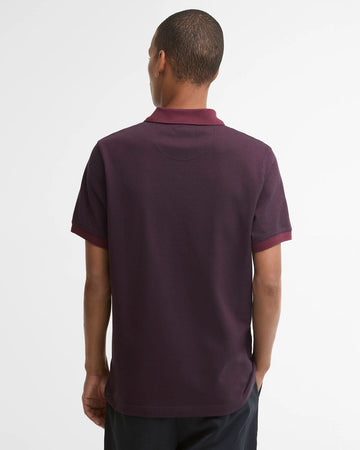 Barbour | Essential Sports Mix Tipped Polo Shirt in Bordeaux | MML0628 RE98