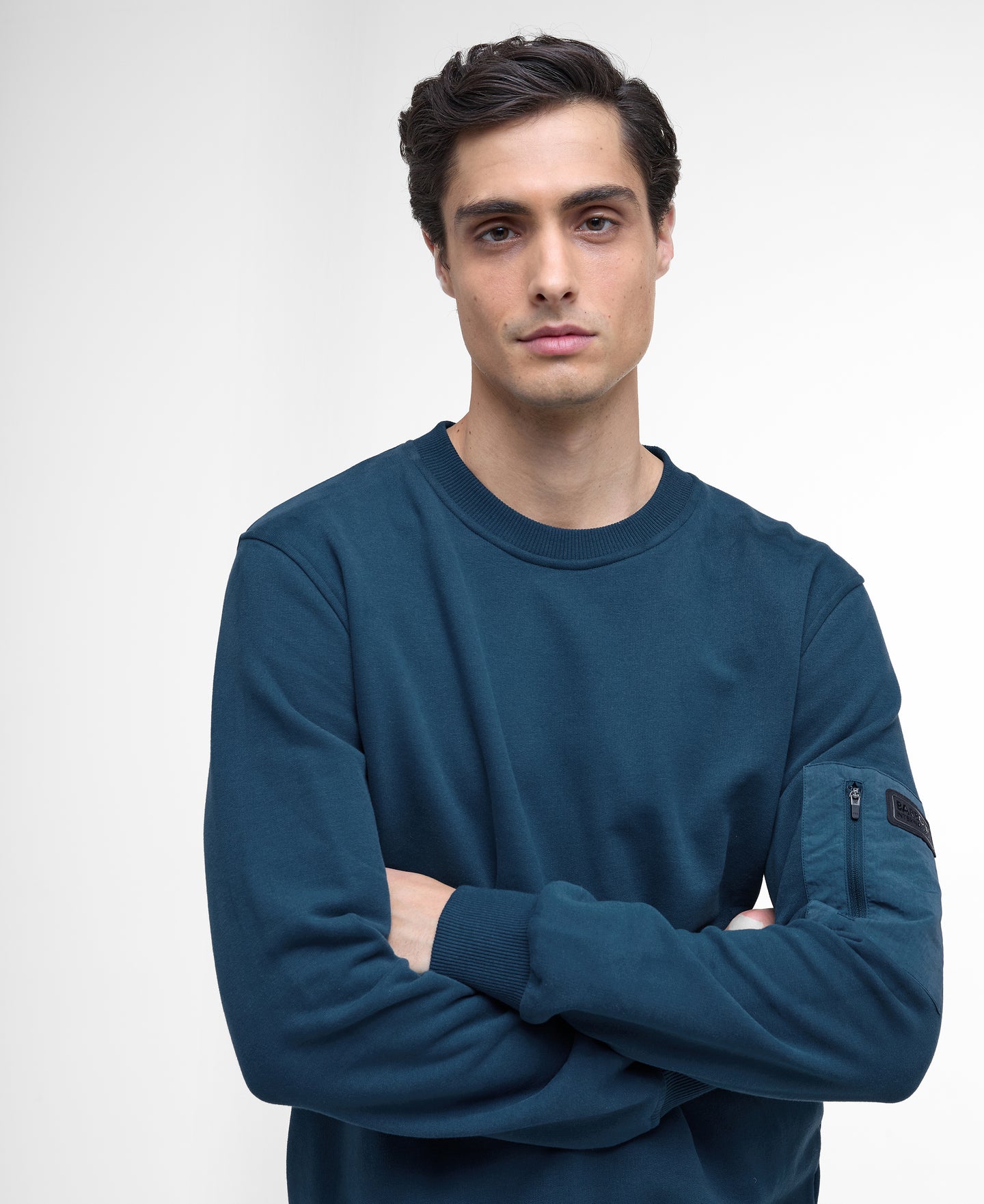 Barbour International | Grip Sweatshirt in Emerald Green with Sleeve Pocket | mol0726 gn87