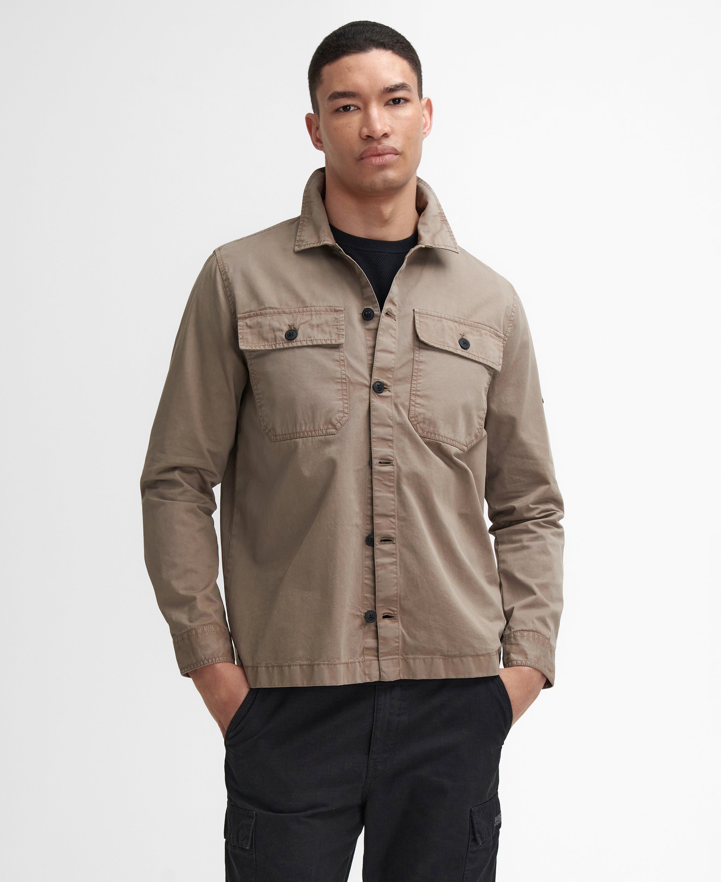 Barbour International Button Overshirt in Beige MOS0390 ST59 Donnellans