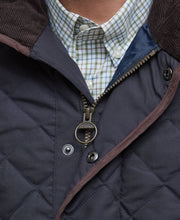 Load image into Gallery viewer, Barbour | Shovler Quilted Jacket in Navy with Brown Trim | MQU1585 ny91