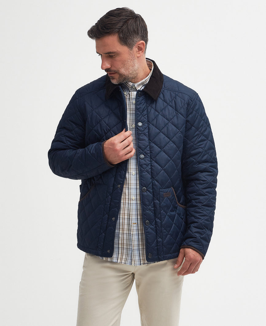 Barbour MQU1768 ny51 | Thornley Quilted Jacket in Navy with Fold Down Collar
