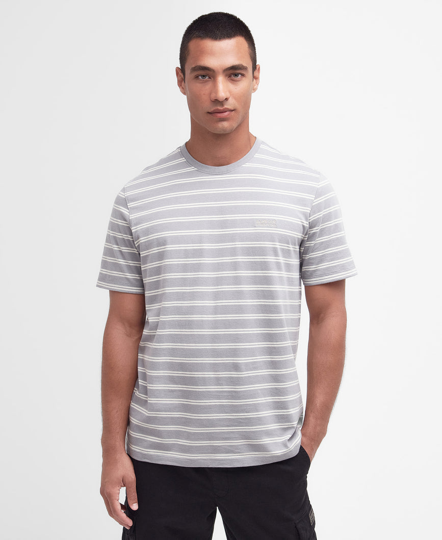 Barbour International mts1297 gy12 | Striped Tee in Grey & White