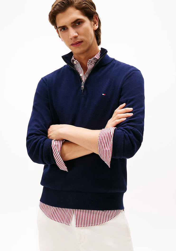 Tommy Hilfiger Navy Zip Knit mw0mw28049 dw5