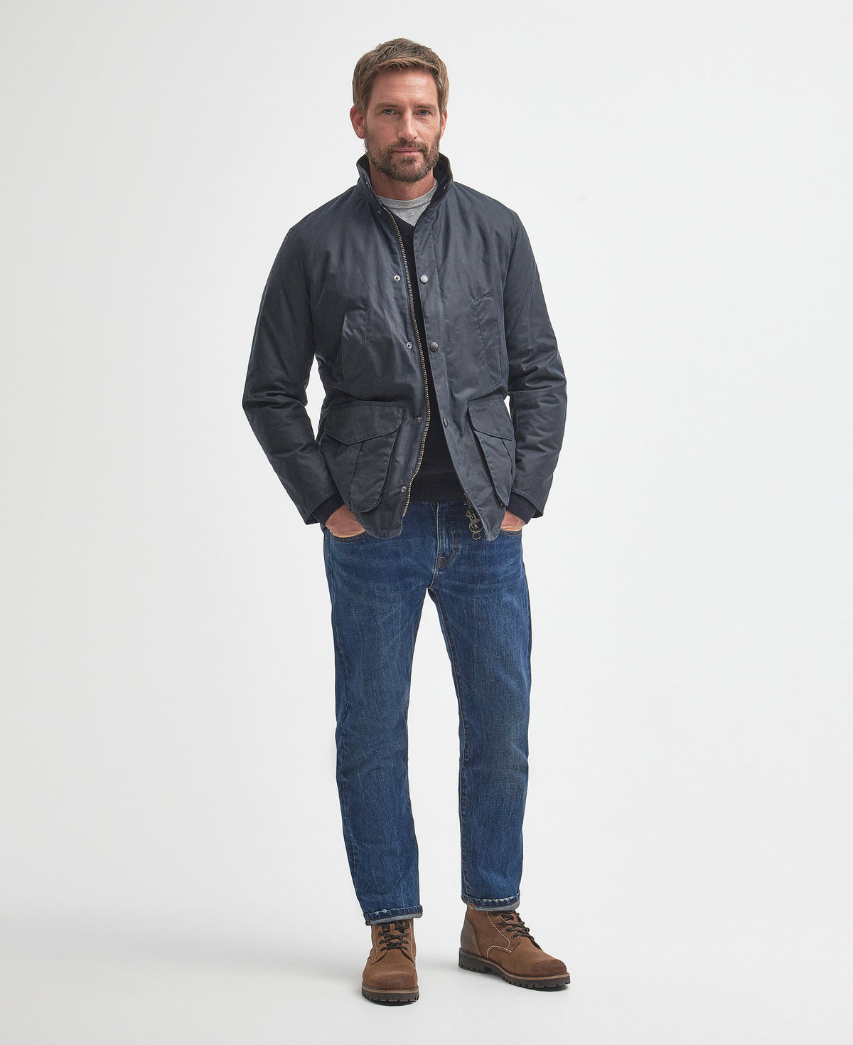 Barbour Hereford Wax Jacket Navy mwx1213 ny92