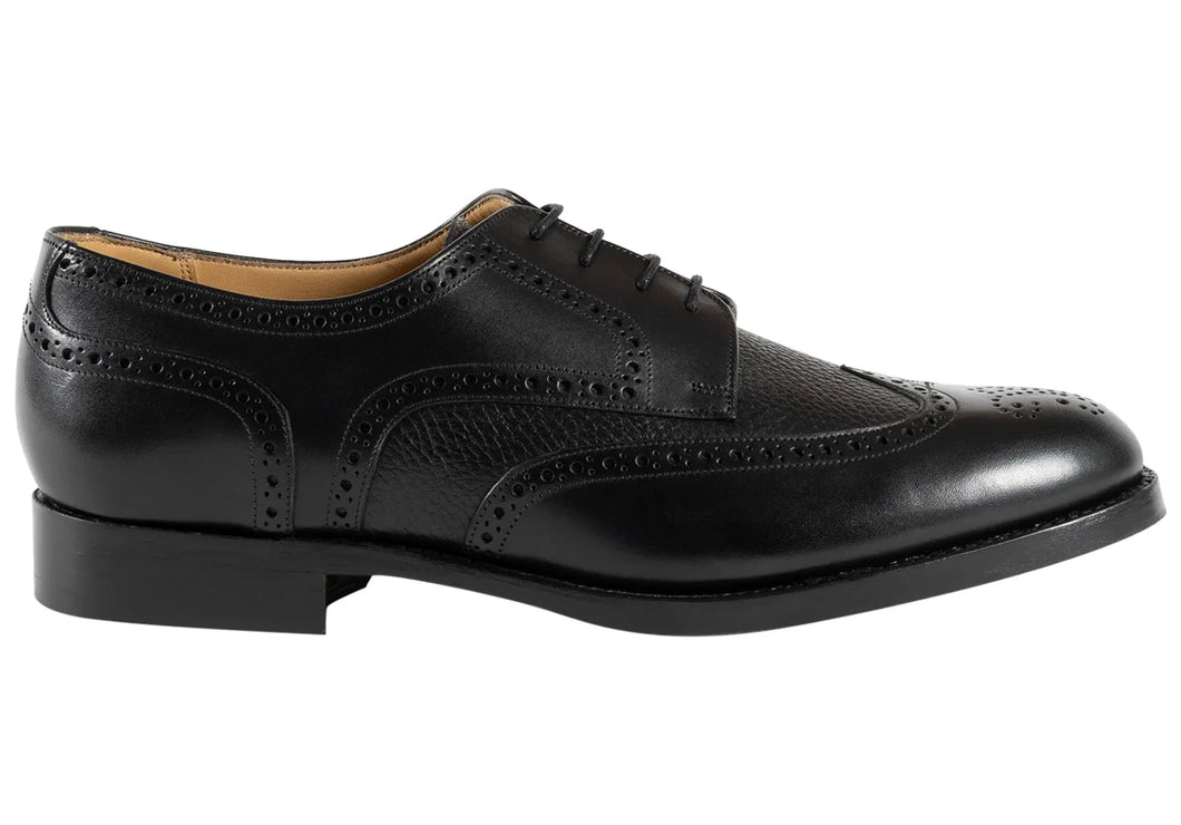 Barker | Wide H Fit Leather Shoe with Leather Sole & Rubber Grip in Black | Athlone 17