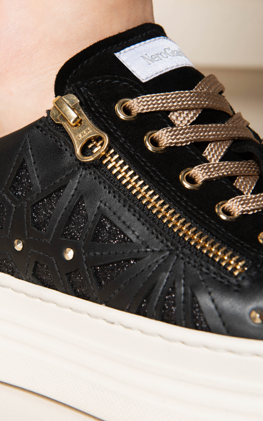 Nero Giardini I308410D Nero 4cm Platform Trainers in Black